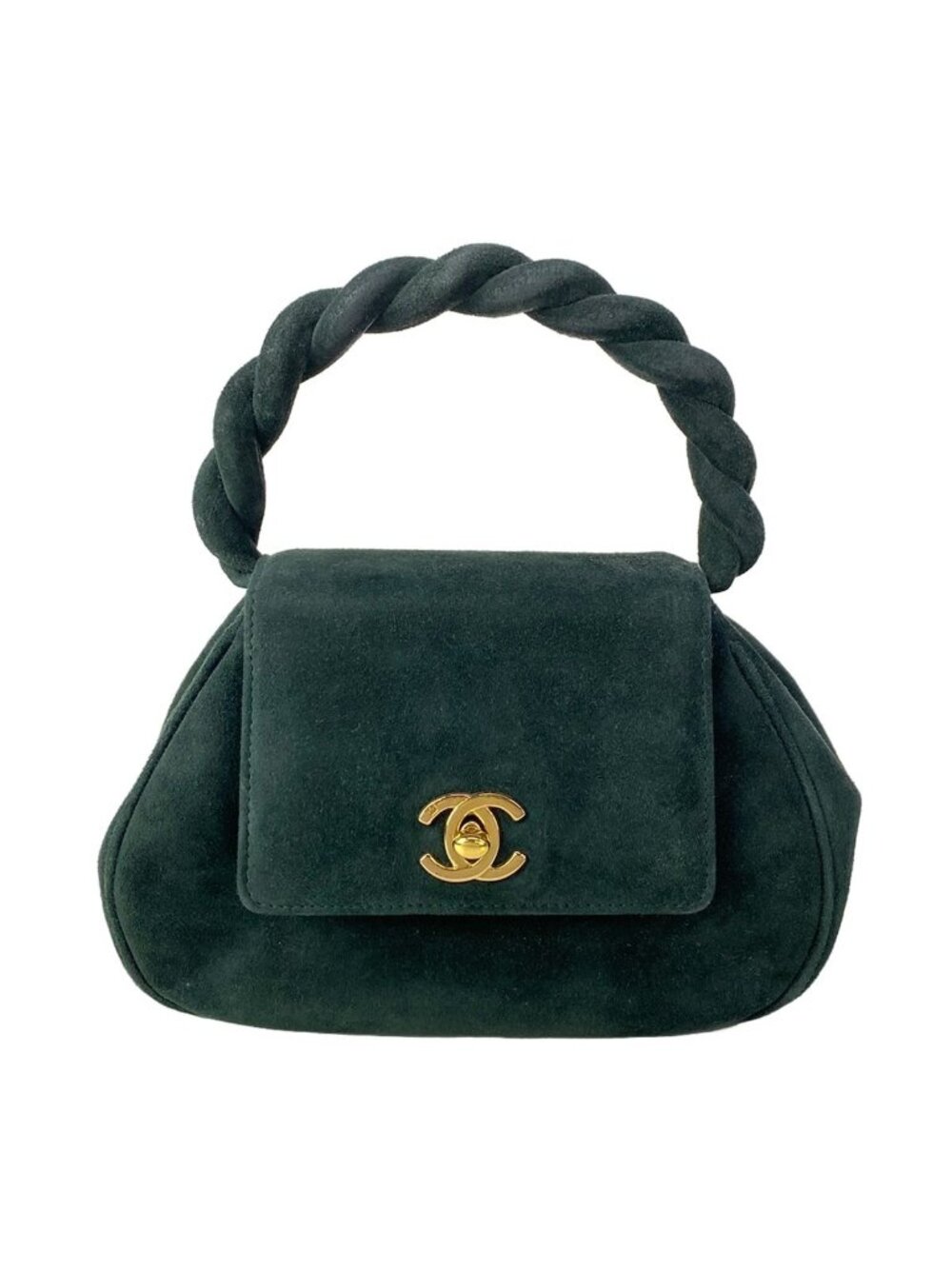 Chanel Handbag Dark Green Mini Gold